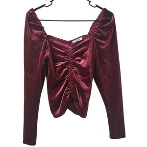 BB Dakota Red Ruched Blouse